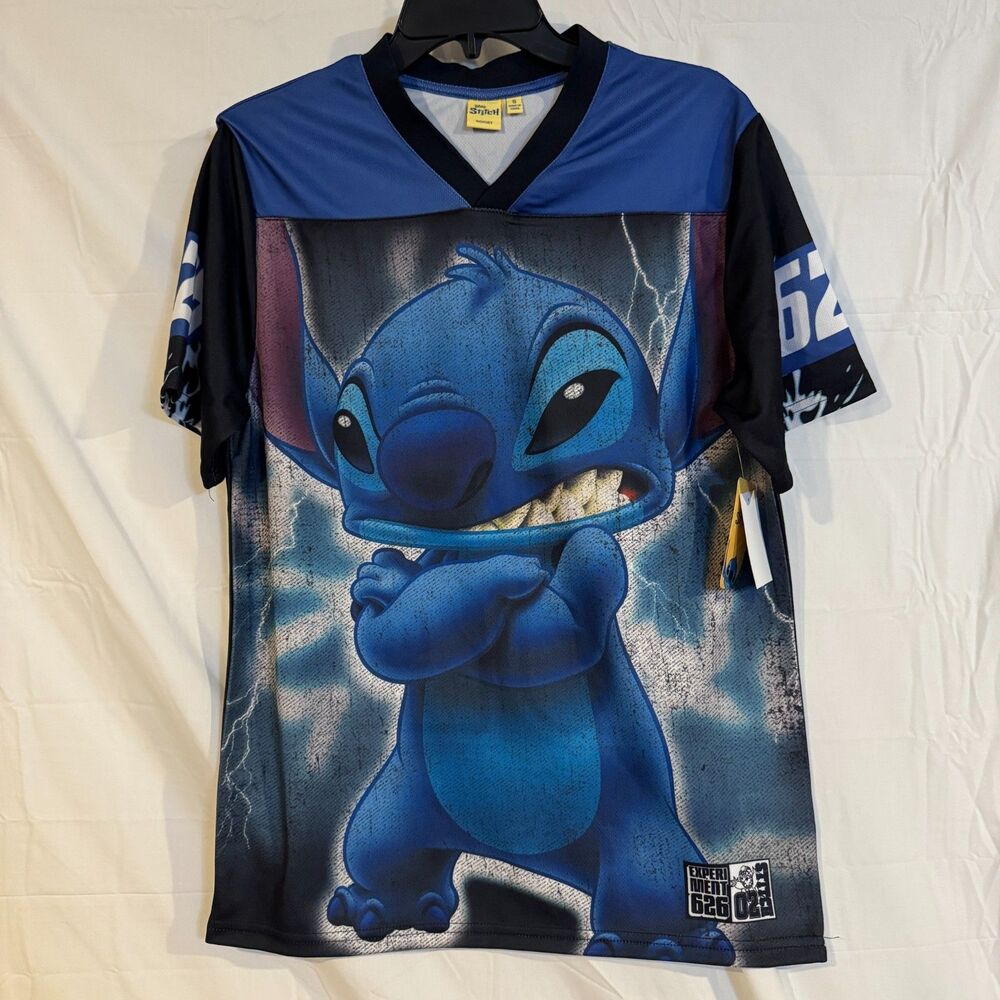 Disney Stitch Baseball Jersey Shirt Small S Navy Blue Experiment 626 Tag NWT New